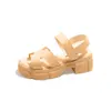 Sandálias de Plataforma com Salto Cuña Estilo Coreano Casuais de Verão Novas com Velcro Sandálias Infantis Meninas Salto Alto Crianças Pequenas Sandálias Infantis