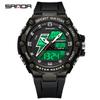 Relógio Sanda Fashion com Duplo Display para Homens com Calendário, Despertador, Esportivo Multifuncional, Eletrônico Trendy para Jovens, Venda Direta da Fábrica
