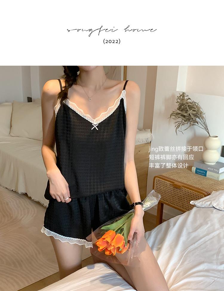 3065千鸟格吊带套装_01