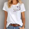Aliexpress Transfronterizo Jit Venta al por Mayor 2026 Nueva Camiseta Casual de Moda Floral Colorida 2D Cuello Redondo Manga Corta Algodón Puro