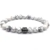 Temu Amazon Popular Transfronteiriço Pulseira Pedra Olho de Tigre Malaquita Pedra Vulcânica Pinheiro Branco Elástico Nova Pulseira de Pedra Natural
