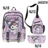 3D Novo Produto Estampado Periférico Sanrio kuromi kuromi Mochila Escolar Mochila Estojo de Lápis Bolsa de Ombro Conjunto de Três Peças