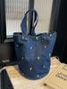 Bolsa Saco Jeans Grande Capacidade Feminina 2026 Verão Novo Estilo Fresco Bordada Bolsa de Ombro Versátil Bolsa de Braço