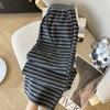 2025 primavera nueva moda cachemira elástico cintura con cordón rayas pantalones de pierna ancha para mujer cintura alta slim recto pantalones casuales