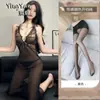 Lencería Sexy, Tentación Sexy, Falda Larga, Uniforme, Nueva Púrpura Pura Pasión, Camisón Profundo en V que Cubre la Cadera, Coqueteo Caliente en la Cama