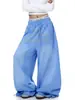 Diseño de letras de strass estilo americano, pants deportivos de pierna recta lavados para hombres y mujeres, pantalones anchos casuales versátiles holgados para danza jazz