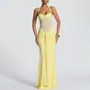 Nuevo Modelo 2025 Vestido de Verano para Mujer, Estilo Socialité, Cuello Halter, Ajustado, Sexy, Largo, para Fiesta, Estilo Europeo y Americano