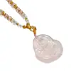 Colgante de Zorro de Nueve Colas de Cristal Rosa Natural, Blanqueador, Moderno, Lujo Accesible, Diseño Ins de Nicho, Venta al por Mayor de Collares de Gama Alta
