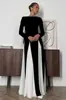 Nuevo Vestido Retro Elegante de Cintura Alta de Manga Larga con Cuello Redondo de Color Contrastante para Mujer, Exportación Europea y Americana, Otoño e Invierno 2024, Transfronterizo