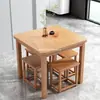 Mesa de comedor cuadrada de madera maciza para uso doméstico en apartamentos pequeños, mesa de estudio cuadrada simple de bambú para niños