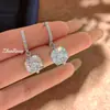 Collar Colgante Cubo de Azúcar Corte Radiante de Hielo, Pendientes Deslumbrantes Corte Nido de Pájaro, Anillo de Diamante Blanco Corte Cojín para Mujer, Cobre