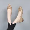 Zapatos de salón poco profundos de punta fina para mujer, nuevos zapatos de otoño 2026 para mujer, zapatos pequeños de cuero con tacón grueso, zapatos de madre de suela blanda y tacón bajo de otoño para mujer