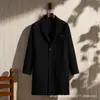 Casaco Masculino 2026 Outono/Inverno Lã Caxemira Comprimento Médio Jovem Business Casaco Trench de Lã Dupla Face Cor Sólida Jaqueta Casual