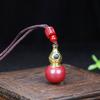 Minério cru de alto teor de cinábrio Fluor Pingente de latão Cordão embutido com Gawu Sari Garrafa de projeção Guanyin Buda Colar