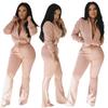 2021Wish Moda Europeia e Americana Feminina Casual Sexy Conjunto de Duas Peças de Cor Sólida de Manga Comprida Mais Vendido Estilo Executivo