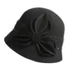 Rongmei 2026 Nuevo Sombrero Clásico Hepburn Transfronterizo con Ala Curva, Sombrero de Mezcla de Seda y Lana, Elegante Sombrero de Estilo Francés