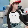 Linda Camiseta de Felpa Cálida Estilo Coreano para Niñas Otoño Invierno Moda Dulce Elegante Bloque de Color Manga Larga Cuello Redondo Tendencia