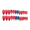 Parches de Manicura de Longitud Media con Forma de Almendra Rojos y Azules Parches para Uñas del Día de la Independencia Parches de Manicura Degradado de Estrellas Difuminados