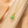 Collar de acero de titanio con cadena para clavícula femenina, imitación de calcedonia de hielo alta natural, Buda, accesorios de regalo de cumpleaños avanzados, venta al por mayor en vivo