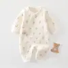 Macacão para recém-nascido para primavera, outono e inverno, roupa quente de algodão fino para meninos e meninas, conjunto estilo borboleta, macacão sem costura de algodão puro