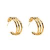Aretes Europeos y Americanos Transfronterizos de Lujo Ligero de Alta Gama INS Acero Titanio Joyería Femenina Diseño Nicho Esquina Redondeada Zircón Hebilla para la Oreja Aro para la Oreja