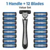 Maquinilla de afeitar manual de seis capas para hombre, cabezales de repuesto universales, juego de 36 piezas, totalmente lavable, mango antideslizante, éxito de ventas transfronterizo