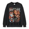 Sudadera con capucha y cuello redondo, lavada, de manga corta y estilo hip hop americano de la alta costura, con estampado vintage 21 Savage