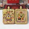 Colgante Thangka del Dragón Cinco Ancianos: Manjushri de los Cinco Ancianos, Tridimensional de Doble Cara, Ocho Deidades Guardianas, Un Lado Cinco Ancianos, Un Lado Buda Nacido