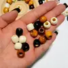 Cuentas Redondas de Agujero Grande Cuentas de Arce Natural Cuentas Sueltas Madera Maciza Teñida Accesorios para Ropa Cuentas para Cordón Accesorios para Joyería DIY
