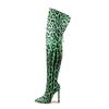 Botas Altas de Animal Print Leopardo Europeas y Americanas con Tacón Alto, Botas Elásticas Extra Largas Hasta la Rodilla, Sexy de Punta Fina que Muestran Piernas Largas y Botas Ajustadas para Mujer