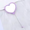 Espejo de Maquillaje de Mano con Forma de Corazón DIY Espejo con Perlas Portátil Espejo de Maquillaje de un Solo Lado Espejo de Maquillaje de Corazón de Plástico Venta al por Mayor