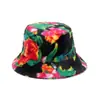 2025 Otoño e Invierno Nuevas Flores Floreciendo Riqueza Estampado de Peonía del Noreste Sombrero de Cuenca Relleno Sombrero de Pescador Flor de Imitación de Piel de Conejo para Mujer