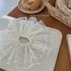 Nuevo Estilo Princesa Fugitiva Lunares Lazo Malla Goma para el Cabello Tres Capas Lazo Grande Dulce Pinza para el Cabello para Niñas Pinza de Primavera
