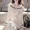 Suéter Macio Azul Marinho de Manga Longa para Mulheres, Malha com Design Slim-Fit Outono 2026, Camiseta Básica Top Camada Interna