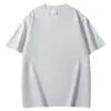 Camiseta de algodón 100% de peso pesado de doble hilo con efecto desgastado y hombros caídos de 320G, camiseta impresa de manga corta con hombros caídos de estilo de marca de alta densidad de moda