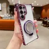 Funda de teléfono con soporte anticaídas de cuatro esquinas electrochapado para Samsung S24ULTRA tendencia S23 funda suave A55 agujero fino A54