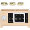 Calendario de madera creativo portabolígrafos contenedor de almacenamiento de escritorio para estudiantes caja de almacenamiento de papelería calendario portabolígrafos de haya