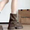 Botines Gruesos Chuyuji para Mujer Pequeña, Nuevos de Verano 2026, Botas Martin Versátiles Estilo Británico con Hebilla de Cinturón