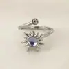 Anillo Giratorio de Plata Tailandesa para la Ansiedad Anillo para el Dedo Índice Multi-Círculo Cuentas de Transferencia Auspicioso Transferencia Moda Coreana Regalo para Novia