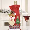 Novos Suprimentos de Decoração de Natal Conjunto de Garrafa de Vinho de Natal Desenho Animado Linho Vermelho Vinho Tinto Champagne Saco para Garrafa Decoração de Mesa