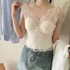 Camisola de Renda Personalizada Estilo Desejo Puro de Luxo Leve Sem Costura Integrada com Bojos Costas Bonitas Sexy Roupa Íntima Roupa Externa Camiseta Base