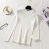 Suéter de Tricô Feminino Gola Meia-Alta Outono e Inverno Novo Estilo Versão Coreana Camada Base Emagrecedor Manga Longa Curto Roupa Interna Suéter