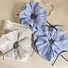 Scrunchie de Laço de Fita de Ballet Estilo Coreano Acessório de Cabelo Grande para Mulheres, Tecido de Renda Texturizado Elástico de Cabelo Ornamento de Cabelo