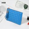 Nova Mini Carteira Pequena Feminina com Zíper Porta-Moedas Estilo Coreano Trançada Fofa Leve Pequena com Pingente Bolsa para Cartões Bolsa de Moedas