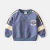 Ropa infantil de moda al por mayor 2021 Nueva versión coreana del suéter para niño abrigo de combinación de colores para bebé top pullover infantil de cuello redondo