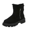 Botas Cortas Cálidas de Felpa Transfronterizas para Mujer Otoño e Invierno 2025 Nuevas Botas de Nieve Cómodas con Forro de Felpa de Tacón Medio Europeas y Americanas para Mujer