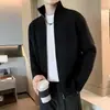 Jaqueta Masculina Nova Outono 2022 Estilo Coreano Gola Alta Suéter Casual Elegante Tendência Marca Cardigan de Tricô Top Jaqueta