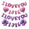 Diseño de sitio de propuesta con globos de aluminio color fluorescente I LOVE YOU paquete de trébol de cuatro hojas