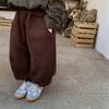 Pantalones bombachos de invierno para niños 2023 nuevos engrosados con forro polar unisex para bebé de color sólido holgados pantalones deportivos joggers