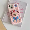 Funda de Teléfono Linda de Silicona Oso Duffy Shirley Rose para iPhone 17 Pro Max, Compatible con Soporte Apple 16, 15 para Mujeres, 14